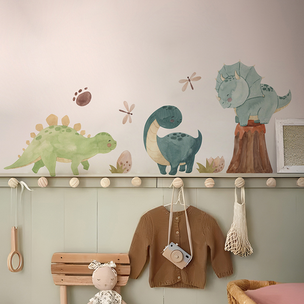 Baby Nursery Boy - Stiker dinding dinosaurus, stiker dinding alfabet