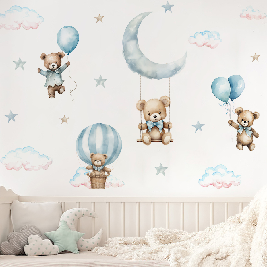 Stiker dinding awan balon udar - Baby Nursery Boy ulasan dan harga