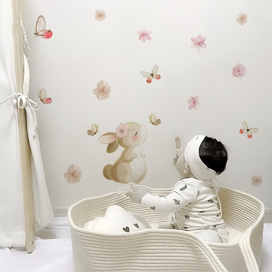 Stiker dinding kupu-kupu bunga - Baby Nursery Decor Girl ulasan dan harga