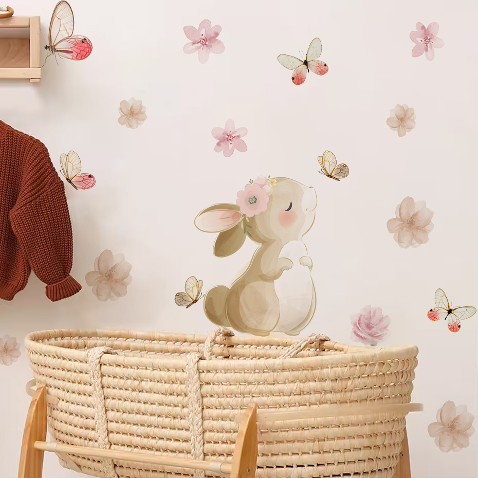 Stiker dinding kupu-kupu bunga - Baby Nursery Decor Girl ulasan dan harga