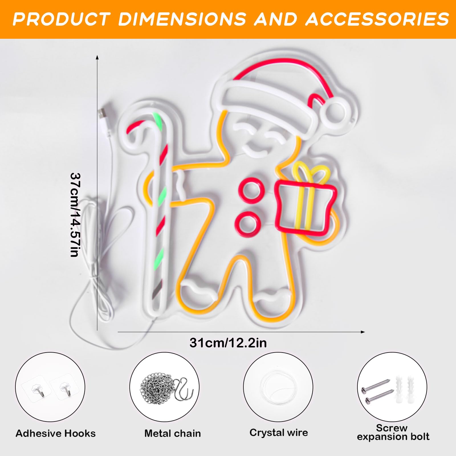 Lampu Neon LED Gingerbread Man - Baby Nursery Wall Lights ulasan dan harga