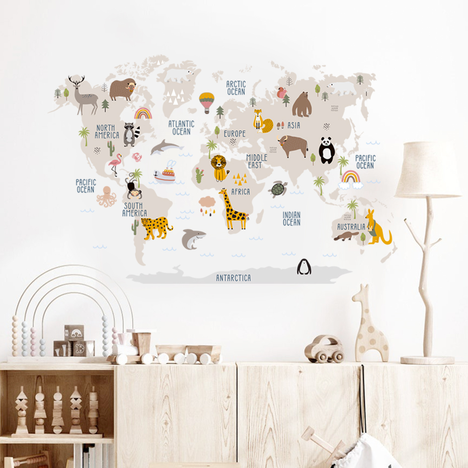 Stiker dinding peta dunia kart - Baby Nursery Decor Girl ulasan dan harga